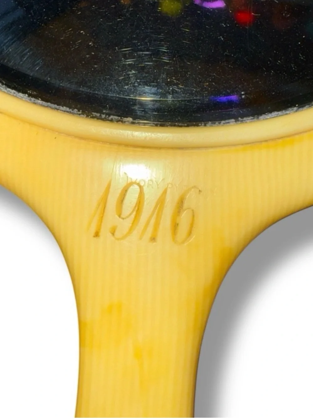 Vintage 1916 DuBarry Pyralin Celluloid Hand Mirror Monogrammed